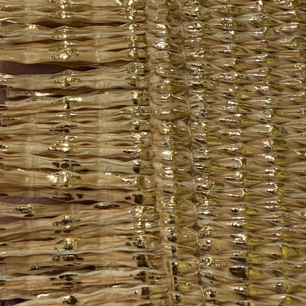 NWT Tommy Bahama Gold and Tan woven bag with Bamboo Handle & Crossbody Strap - Picture 15 of 16